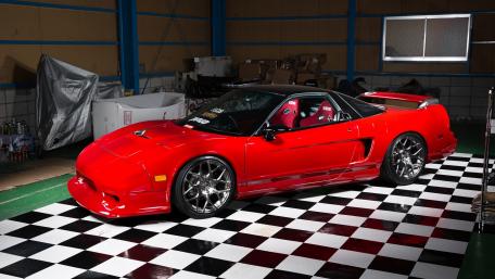 Dreamy Red Honda NSX Coupe on Checkered Floor wallpaper