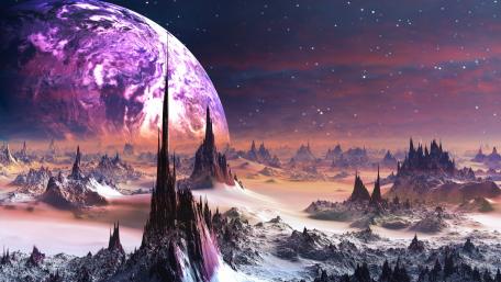 Spiky scifi planet landscape wallpaper