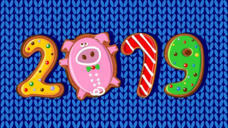 2019 New Year Gingerbreads wallpaper