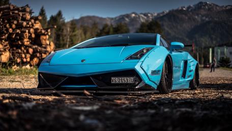 Electric Blue Lamborghini Supercar Adventure wallpaper
