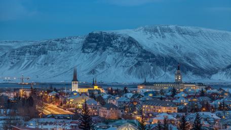 Reykjavik at blue hour wallpaper