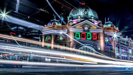 Melbourne's traffic at night wallpaper