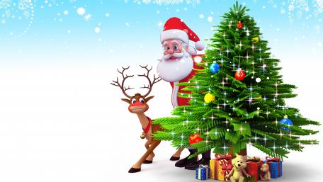 Santa and his deer wallpaper