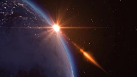 Sunrise Over Earth from Space wallpaper