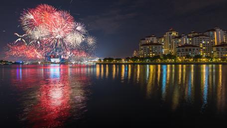 Water Reflection of Fireworks wallpaper