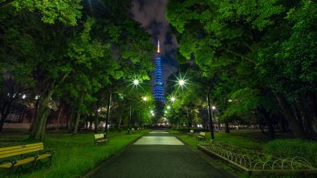 The blue Tokyo Tower by night wallpaper