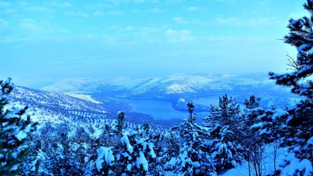 Snowy winter landscape wallpaper