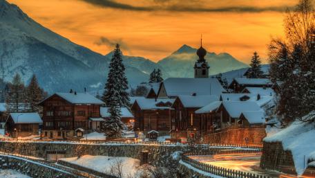 Blitzingen in winter season (Switzerland) wallpaper