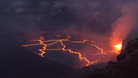 Bird's Eye View Of Simmering Kīlauea Volcano at Hawai'i Volcanoes National Park wallpaper