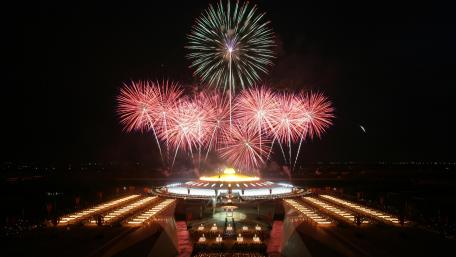 Dhammakaya Temple with Fireworks wallpaper