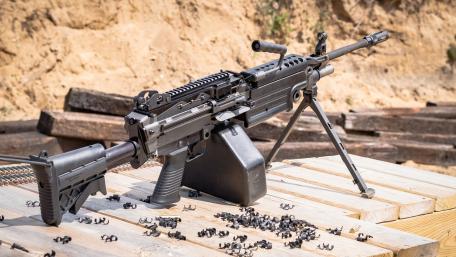 Powerful Machine Gun Displayed Outdoors wallpaper