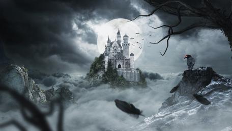 Castle in the moonlight wallpaper