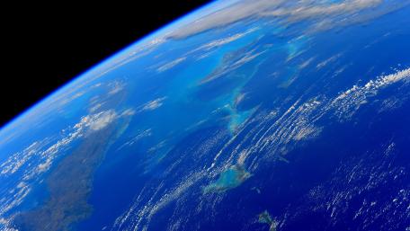 Earth's Vibrant Blues from Space wallpaper