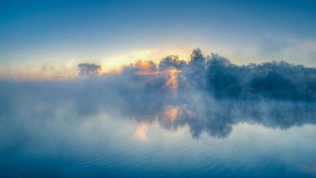 Misty lake wallpaper