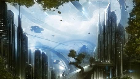Futuristic cityscape wallpaper