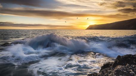 Serene Sunrise Over the Ocean Waves wallpaper