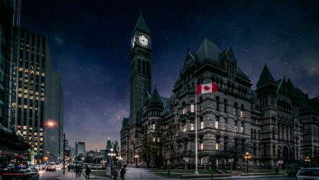 Old City Hall under the starry sky wallpaper
