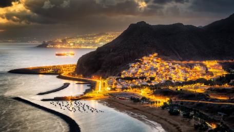 Sunset over Las Teresitas (Tenerife) wallpaper