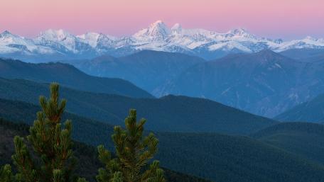 Beluha Mountain in the distance wallpaper