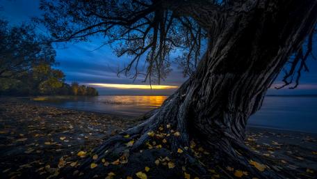 Autumn sunset on St. Bernard Island (Refuge faunique Marguerite-D'Youville) wallpaper