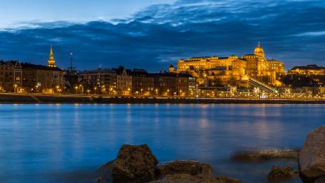 Buda Castle from the bank of the Danube wallpaper