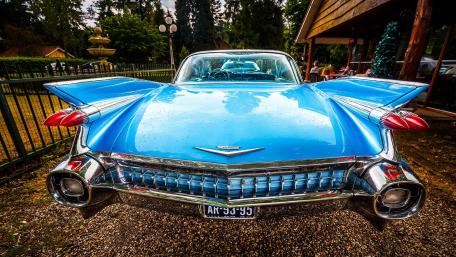 Vintage Blue Classic Car Front View Wallpaper wallpaper