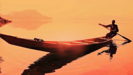 Serene Sunset on Waterway wallpaper