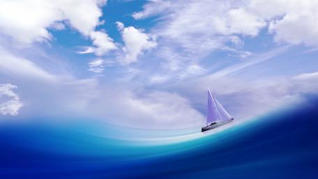 Sailboat on the blue sea wallpaper