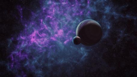 Planet and its moon wallpaper
