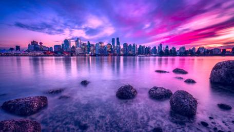 Vancouver in purple wallpaper