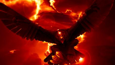 Fiery Majesty in Flight: A Fantasy Realm wallpaper