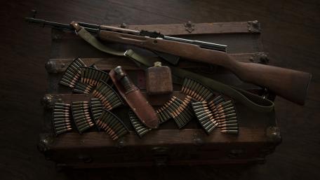 Vintage Military Arsenal Display wallpaper