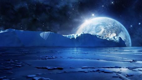 Icy planet landscape wallpaper
