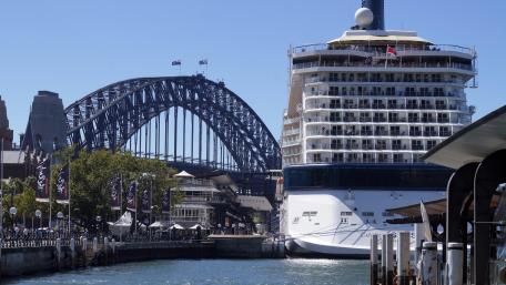Sydney Harbour Bridge Behind a Cruise Ship wallpaper