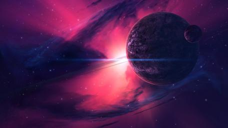 Planet with a moon wallpaper