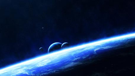 Multi moon space art wallpaper