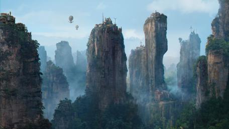 City on the cliffs concept art wallpaper