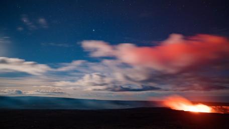 Lava Flow Under a Starry Sky wallpaper