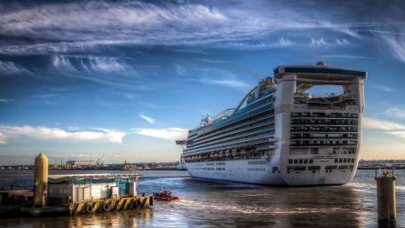 Majestic Cruise Ship on the Waterway wallpaper
