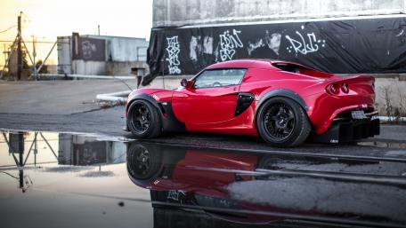 Exquisite Red Lotus on Urban Backdrop wallpaper