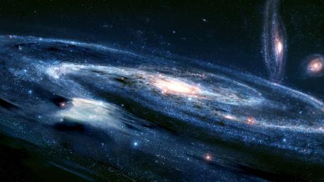 Ethereal Spiral Galaxy Adrift in Cosmic Sea wallpaper