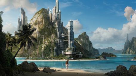 Tropical City wallpaper