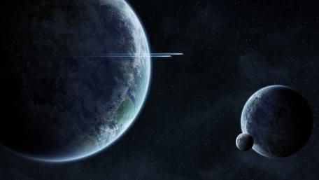 Spaceships near alien planets wallpaper