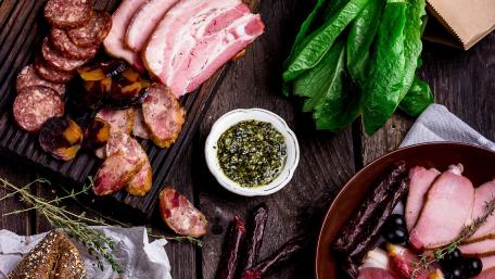 Savory Cold Cuts and Bacon Platter Showcase wallpaper