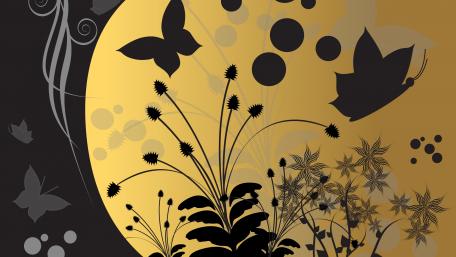 Butterfly Dreamscape in Yellow and Black Artistry wallpaper