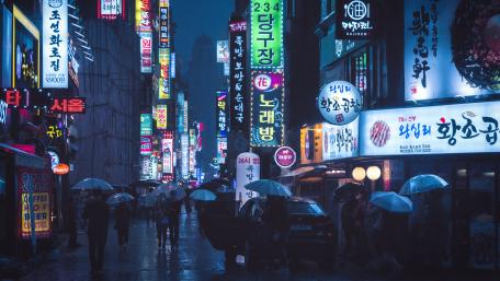Myeong-dong at night (Seoul, South Korea) wallpaper