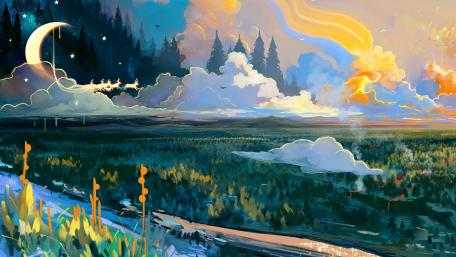 Fantasy landscape painting wallpaper