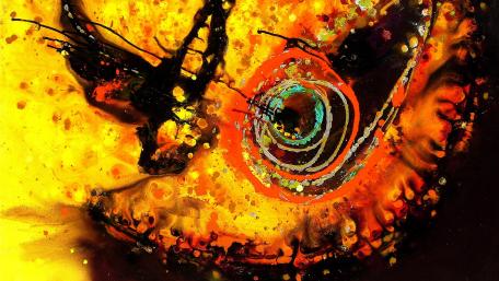 Butterfly and splashes of color wallpaper