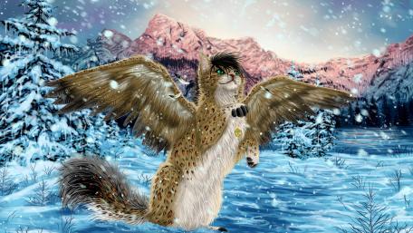 Winged cat wallpaper