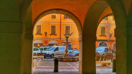 Charming City View Through Arches wallpaper